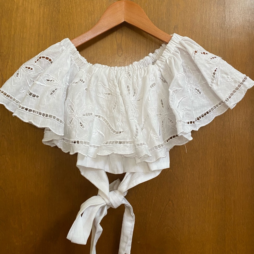 Innika Choo Linen Embroidered Crop Top size 3